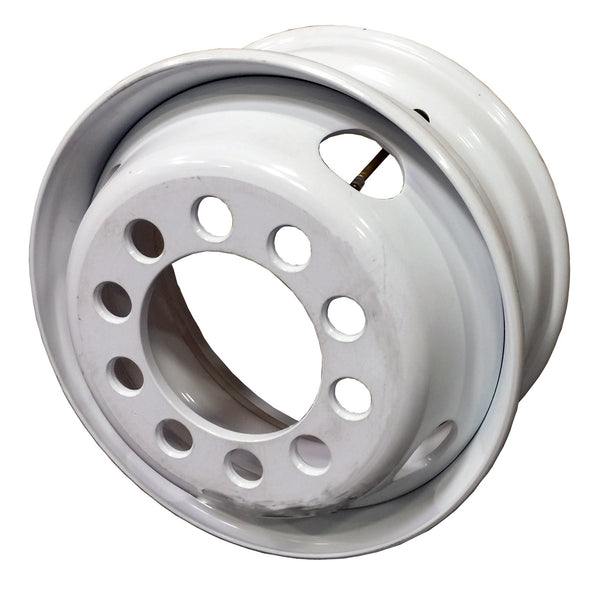 Steel whee 17.5"x6.75" White 10-Hole, 222.25(8.75")mm Bolt Circle, 220.1mm Bore Stud-Piloted 2 handholes