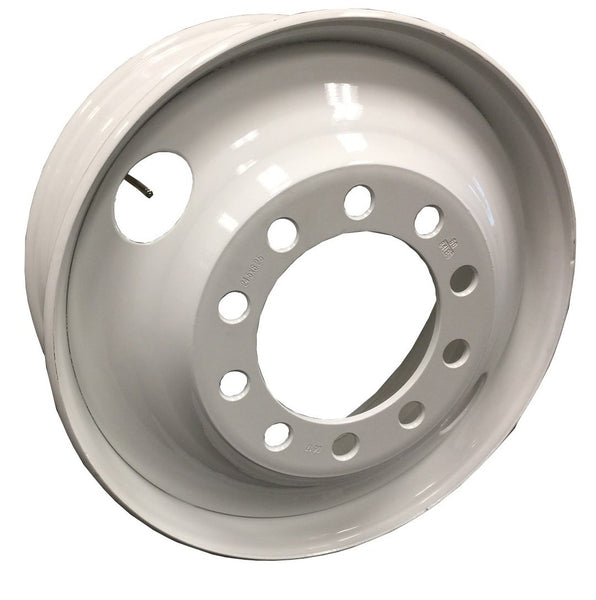 STEEL WHEEL 22.5x8.25 10x285.75, 32mm STUD piloted 222mm CBD, 10 handholes, 168mm  offset, Max load 7400lbs White Color#8228219