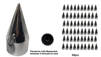 Super Spike Chrome Lug Nut Thread-on Covers for  M22x1.5 Stud of Semi-Trucks