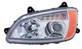 KW T-660 08 H.L.(CHROME HOUSING&CLEAR PRJ.)(AMBER REFL.)(LIGHT BAR) Right Handside / Chrome